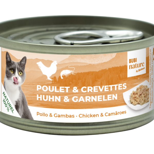 Lata Bubi Nature CAT Pollo y Gambas para gatos, 70 g.