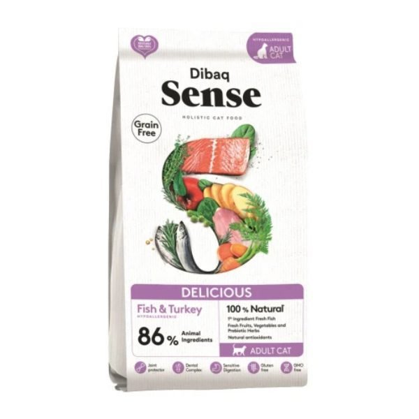 Pienso Dibaq Sense Cat Fish & Turkey para gatos – saco Grain Free natural 1,5 kg