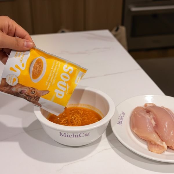 Envase de BUBU Nature Soup para gatos sabor pollo, sopa hidratante.