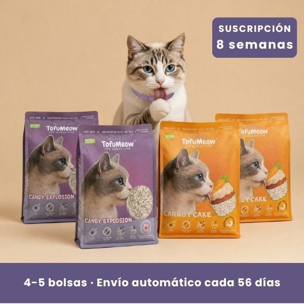 Pack de suscripción MichiCat TofuMeow arena vegetal para gatos, envío automático cada 56 días