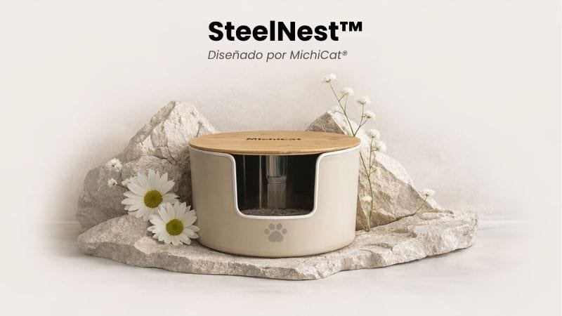 SteelNest™ – Arenero premium de acero inoxidable | MichiCat SteelNest™ – Arenero premium de acero inoxidable | MichiCat